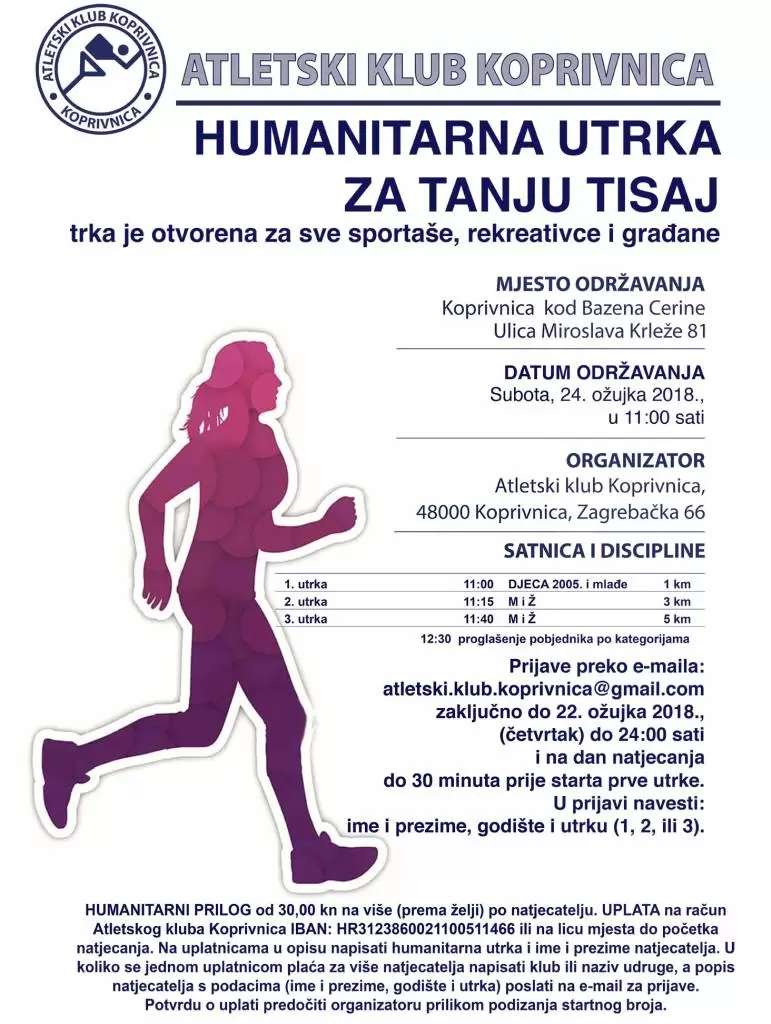 Poziv na humanitarnu kros utrku za Tanju Tisaj